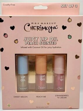 Cherimoya Juicy Lip Oil Set of 3 - Peach Scented NWT